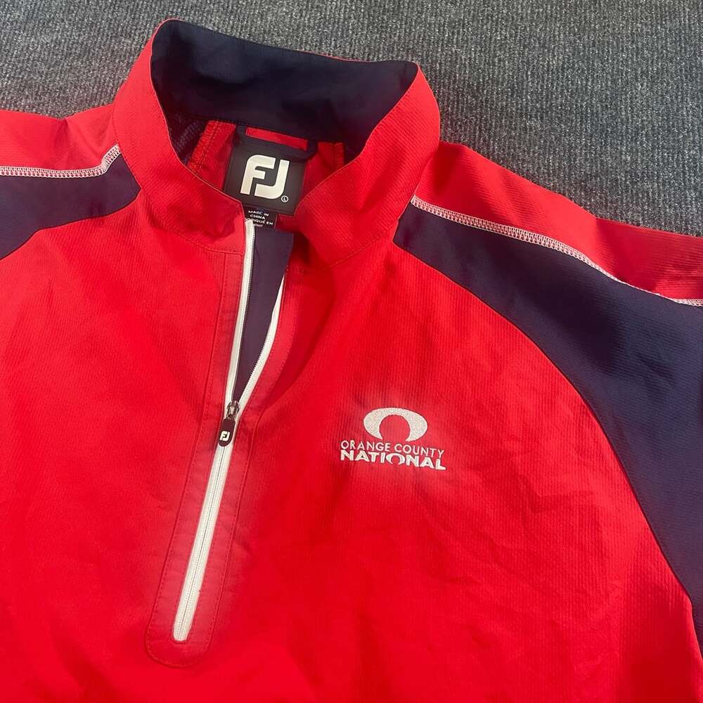 FootJoy Orange County National Golf Jacket Size L Red Blue Pullover